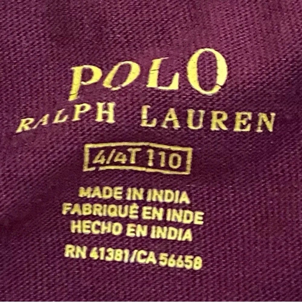 Polo Ralph Lauren Boys’ Sz 4/4T Maroon Logo ‎ Cotton Jersey Tee